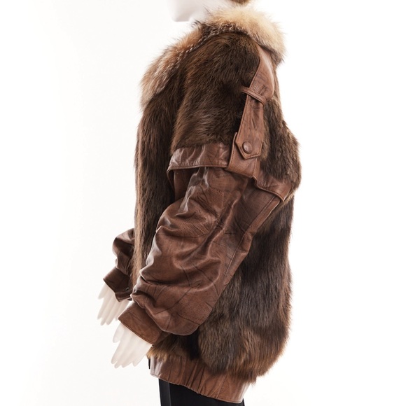 80’s fur and leather coat and vest / removable sleeves - Picture 4 of 8